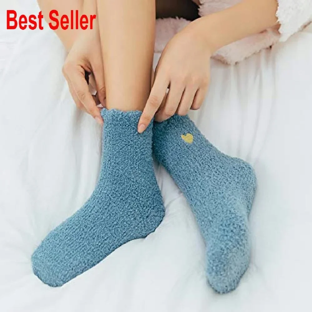 Super Soft Microfiber Slipper Socks Cozy Sleeping Crew Fuzzy Warm